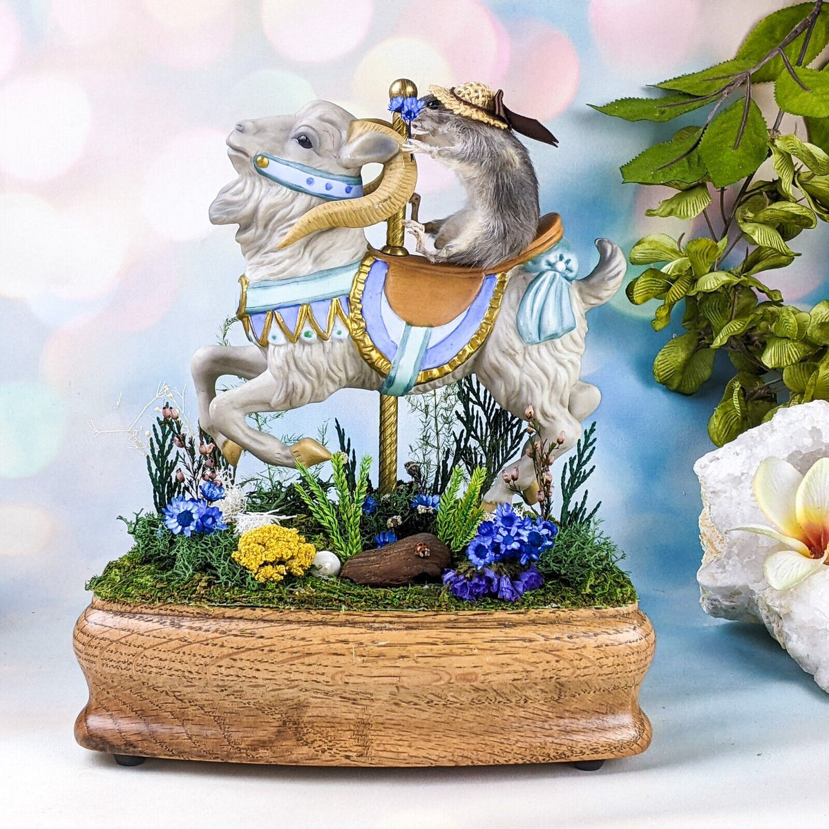Mouse Riding Carousel Ram Music Box – Scenic City Oddities