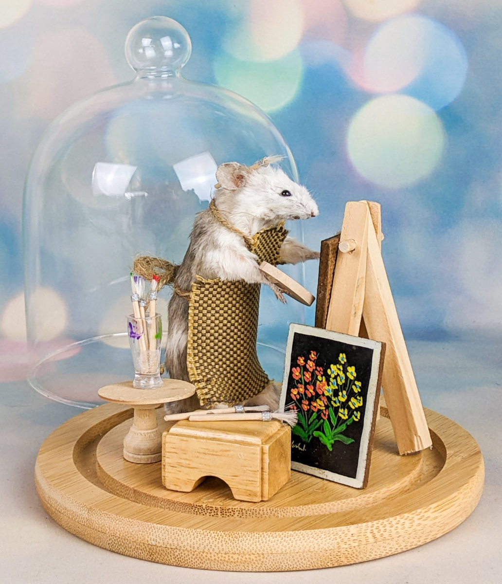 Painter Mouse Dome Display Collectible Taxidermy Oddities Curiosities ...